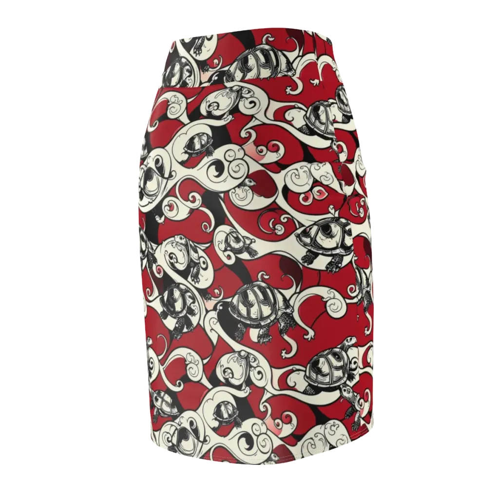 Crimson Tortoise on Pencil Skirt — Back Side