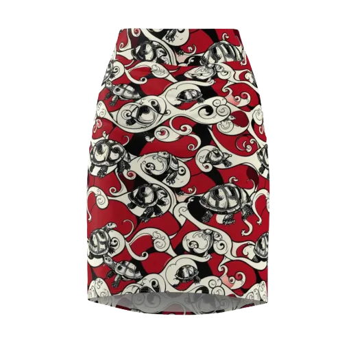 Crimson Tortoise on a Pencil Skirt