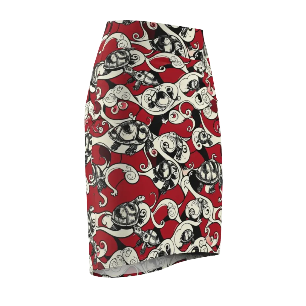 Crimson Tortoise on Pencil Skirt — Front Side
