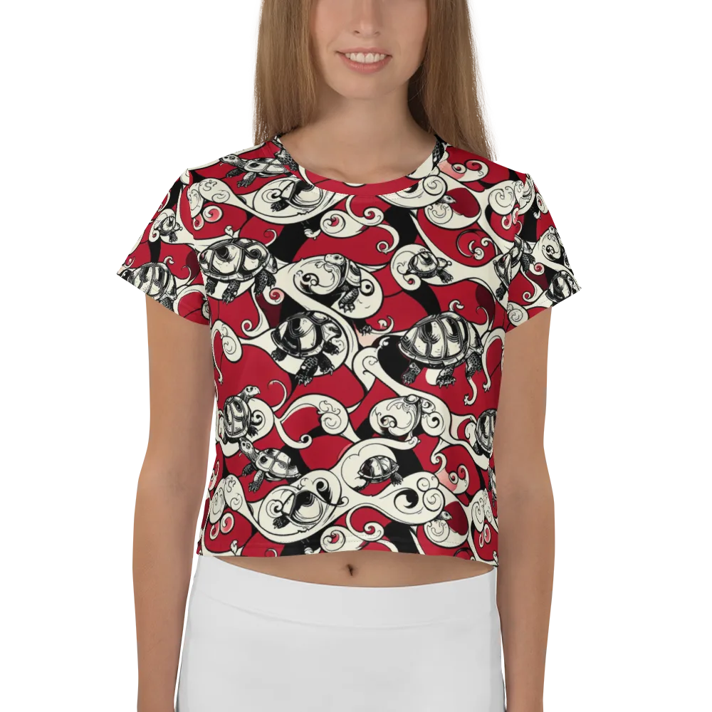 Crimson Tortoise on Crop Tee — Front