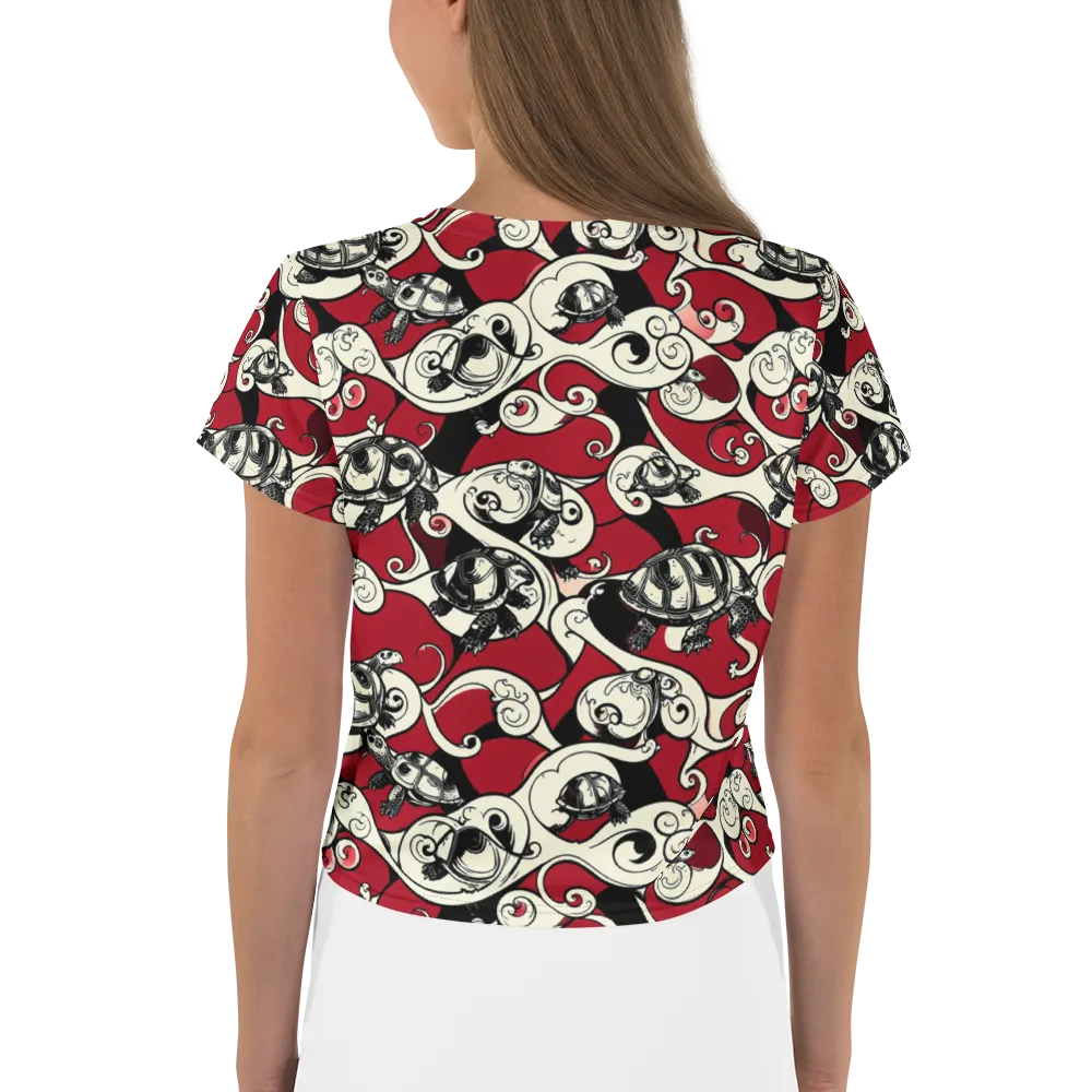 Crimson Tortoise on Crop Tee — Back