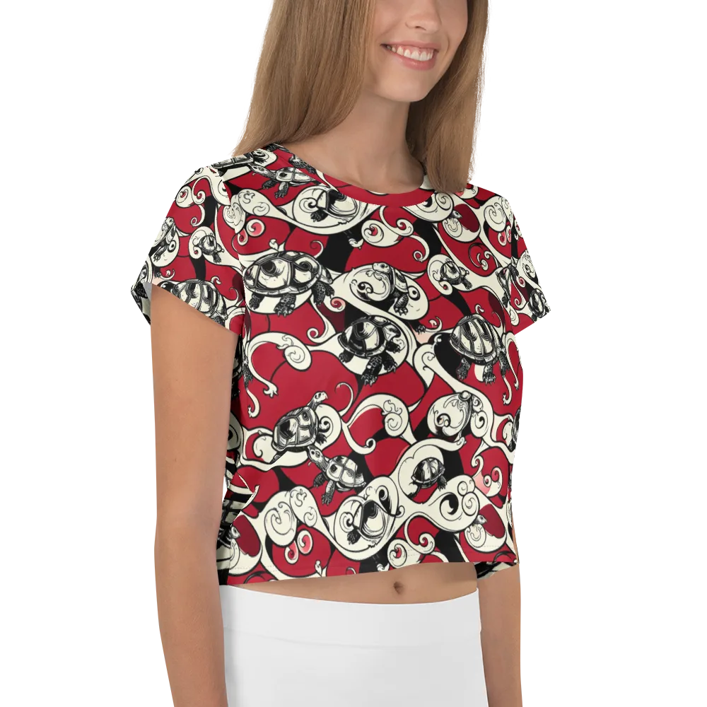 Crimson Tortoise on Crop Tee — Right
