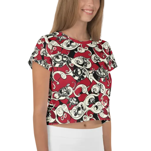 Crimson Tortoise on a Crop Tee
