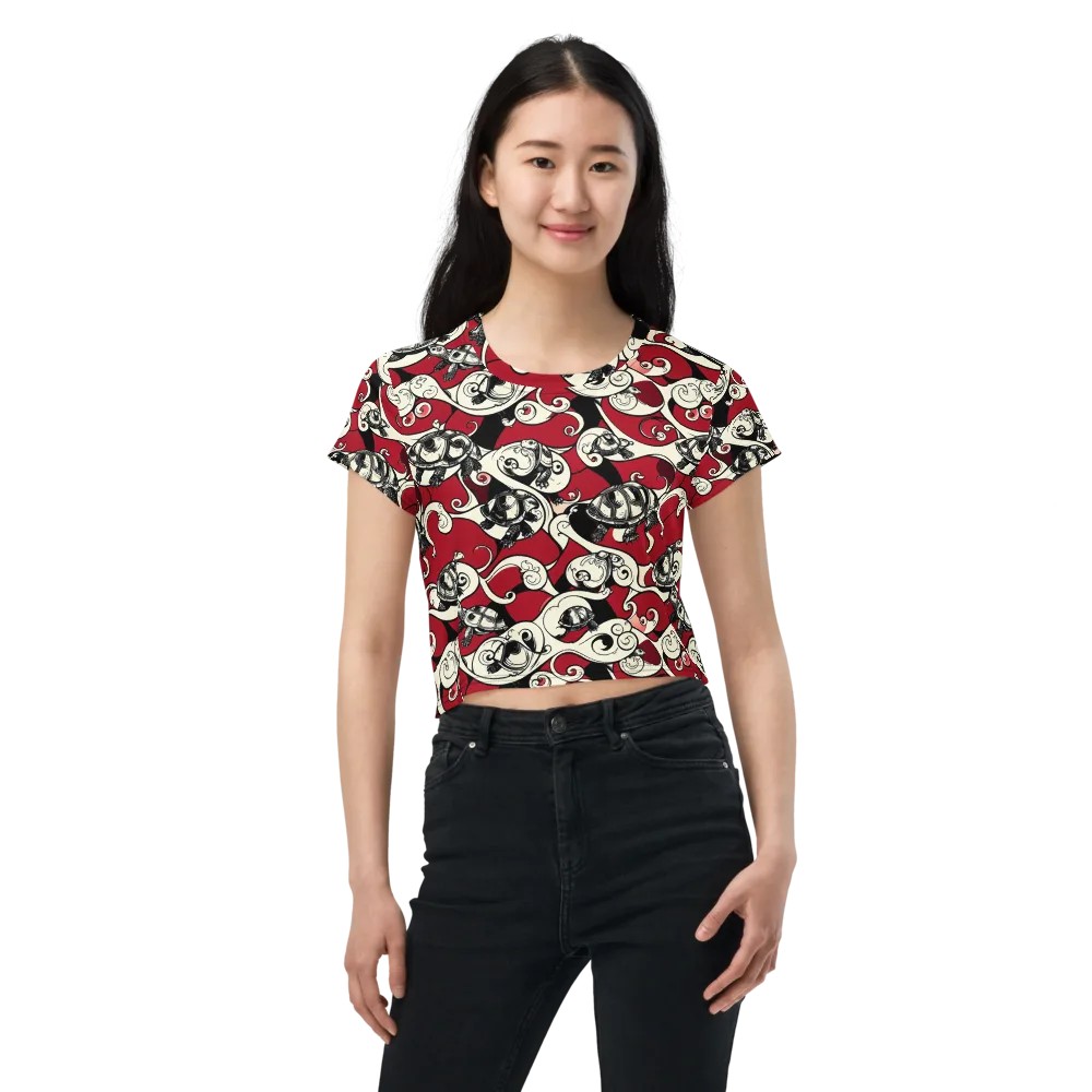 Crimson Tortoise on Crop Tee — Front