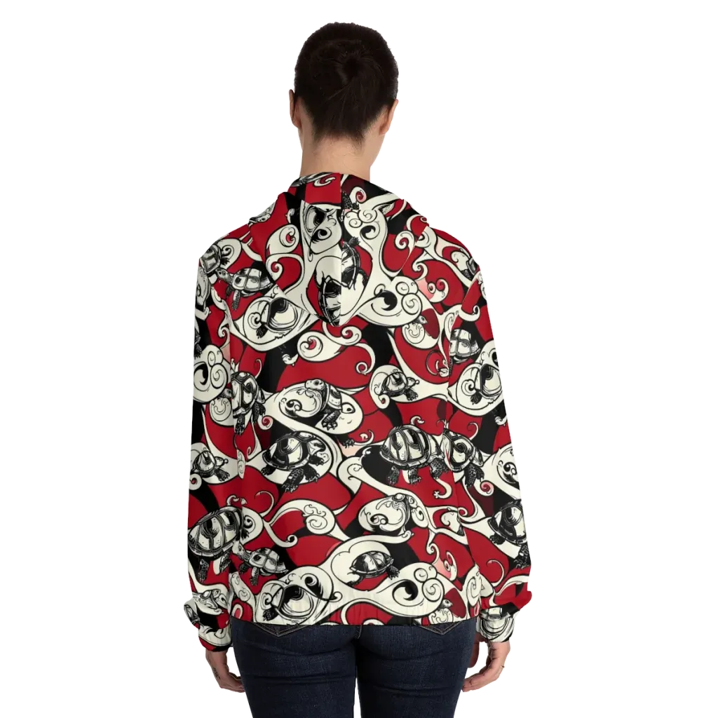 Crimson Tortoise on Women's Full-Zip Hoodie — Back On Person