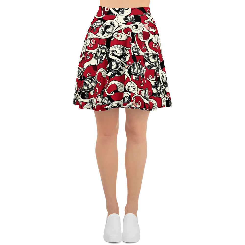 Crimson Tortoise on Skater Skirt — Front