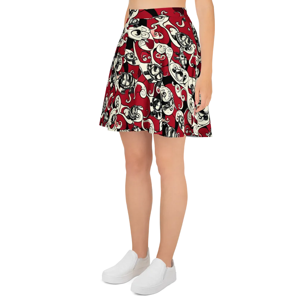 Crimson Tortoise on Skater Skirt — Left