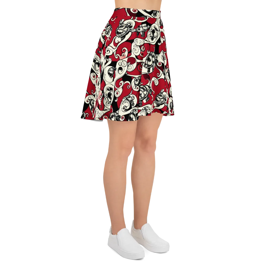Crimson Tortoise on Skater Skirt — Right