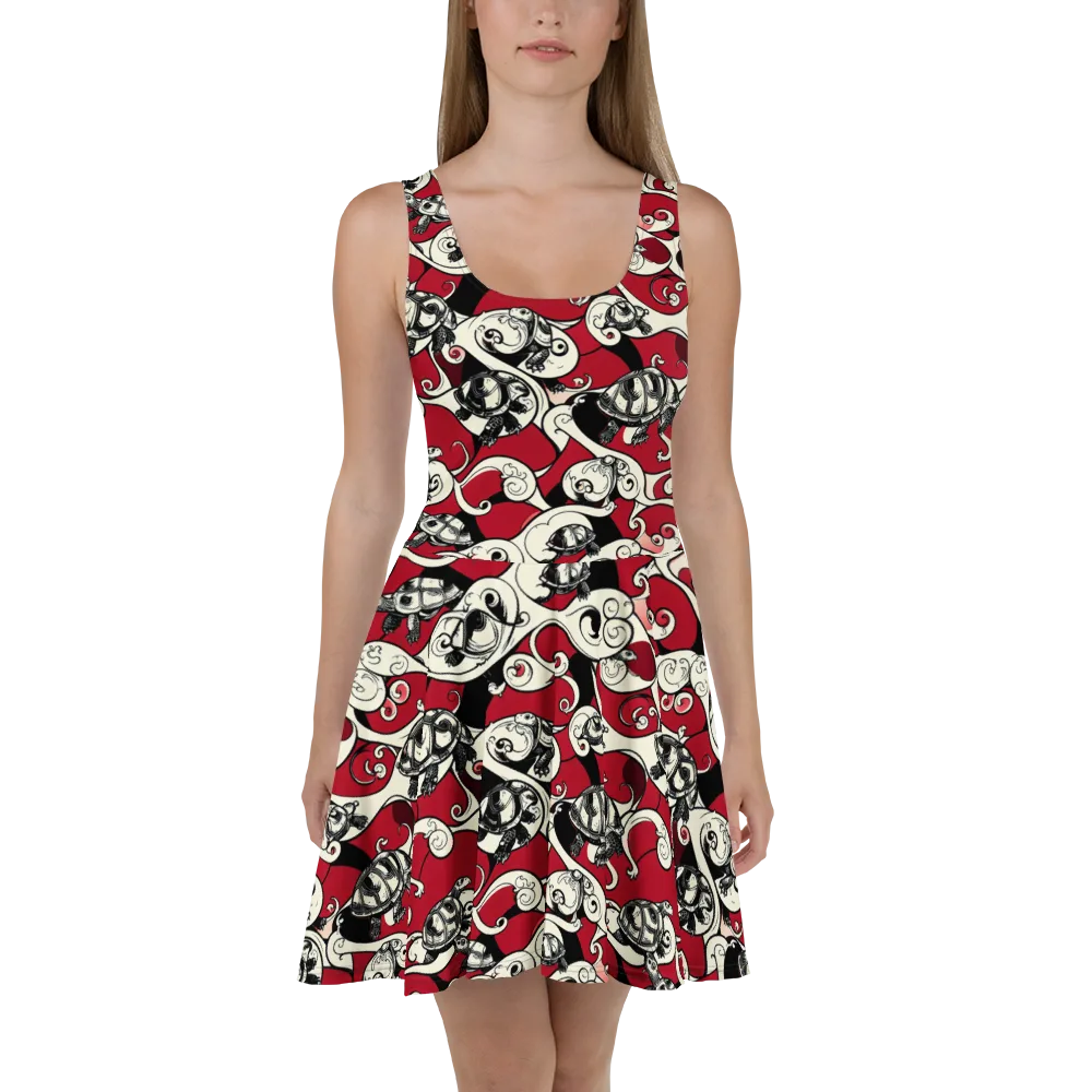 Crimson Tortoise on Skater Dress — Front