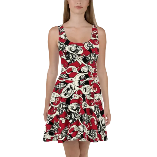 Crimson Tortoise on a Skater Dress