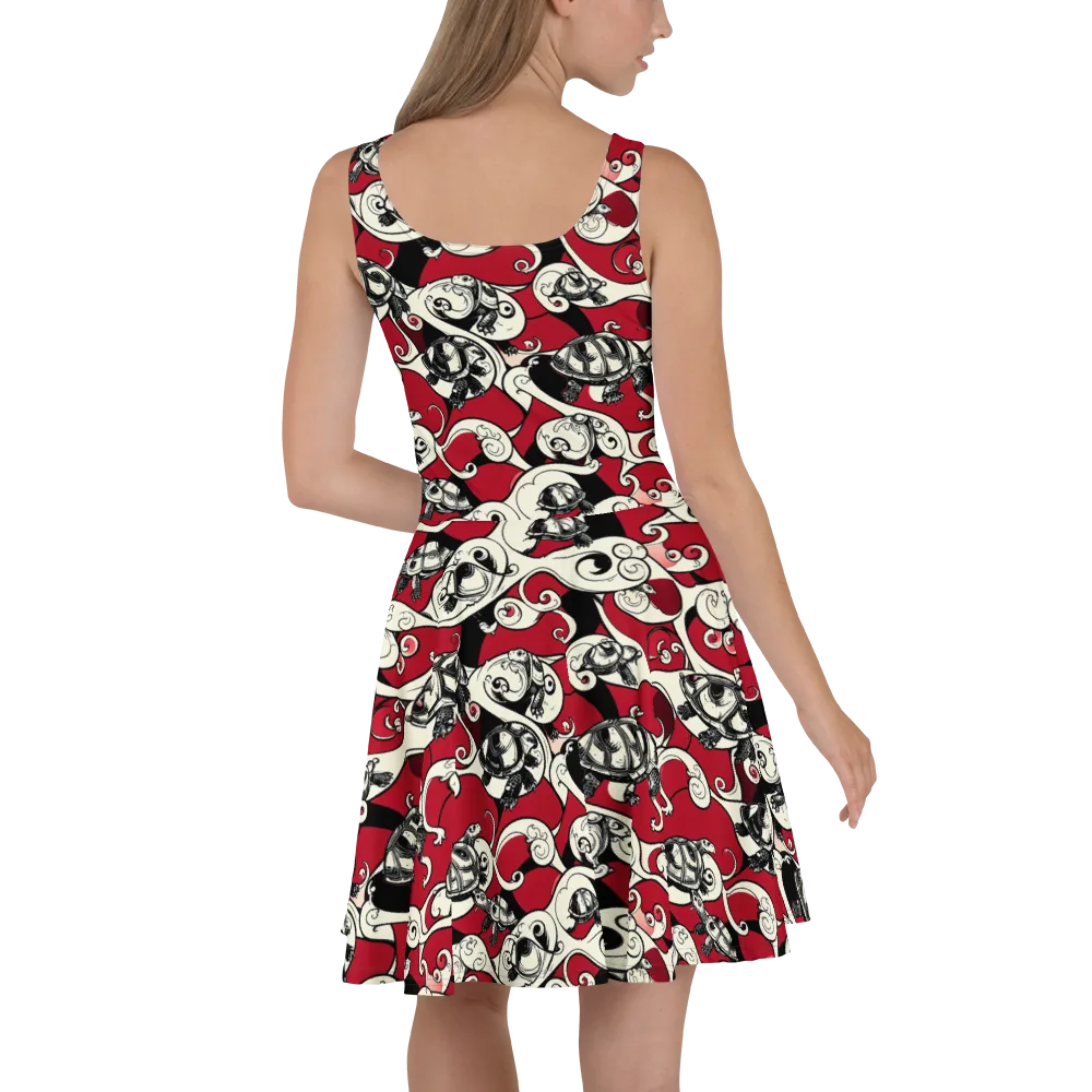 Crimson Tortoise on Skater Dress — Back