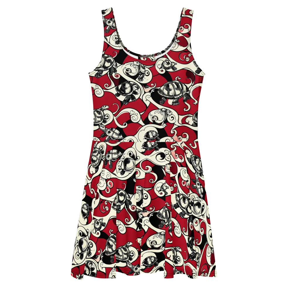 Crimson Tortoise on Skater Dress — Front
