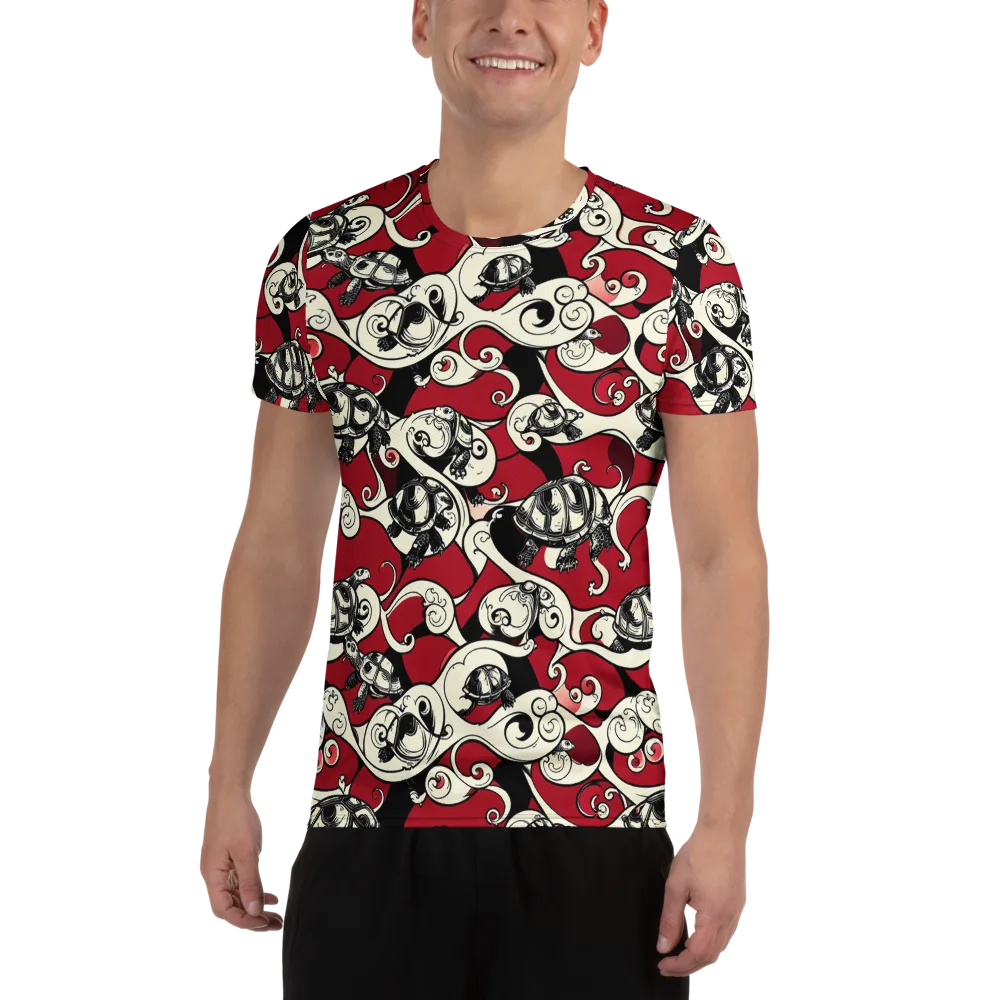 Crimson Tortoise on Men's Athletic T-Shirt — Front