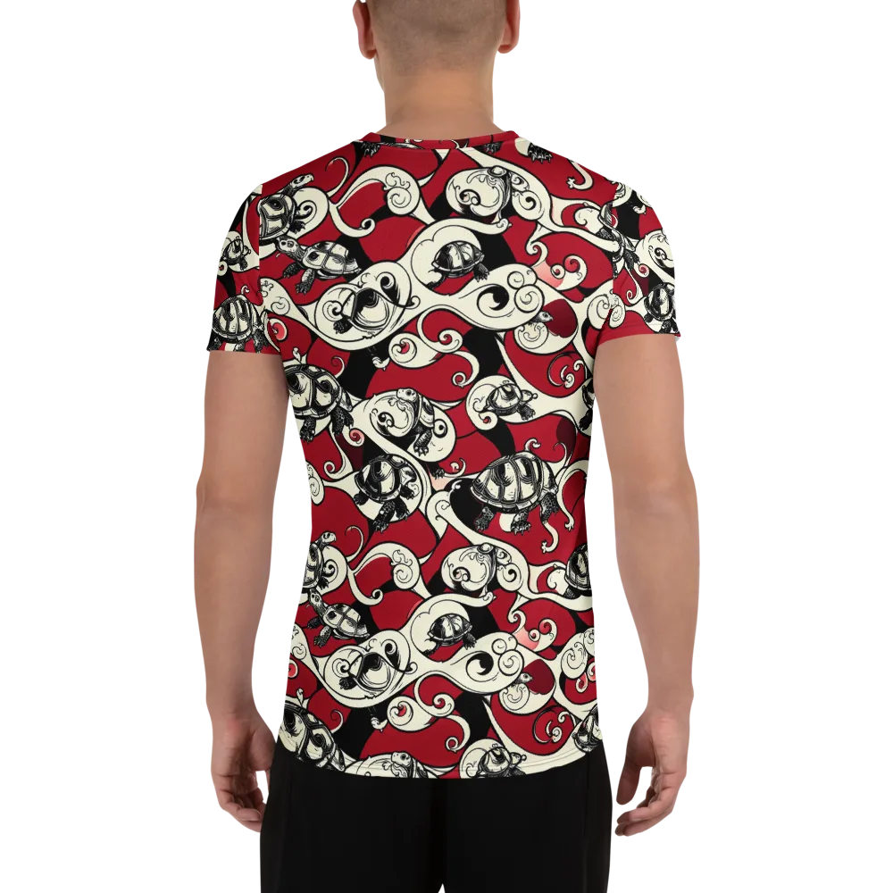 Crimson Tortoise on Men's Athletic T-Shirt — Back