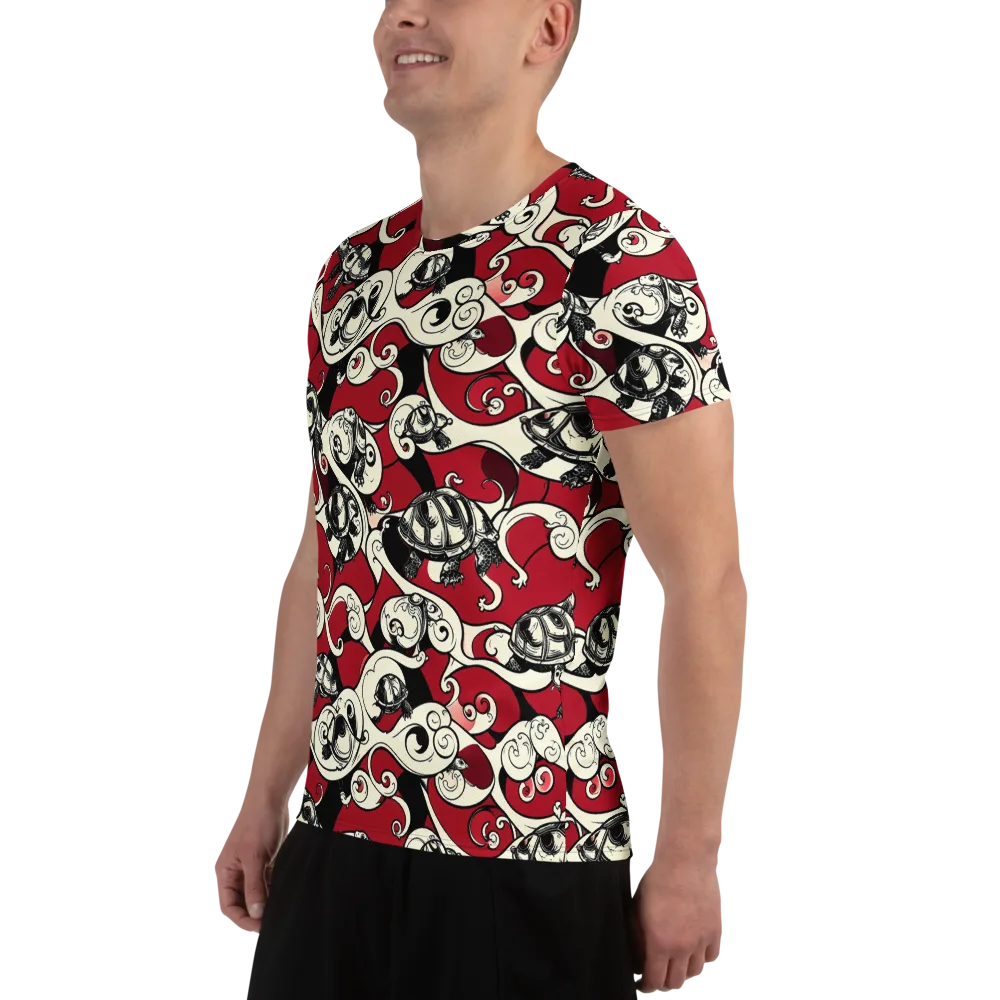 Crimson Tortoise on Men's Athletic T-Shirt — Left