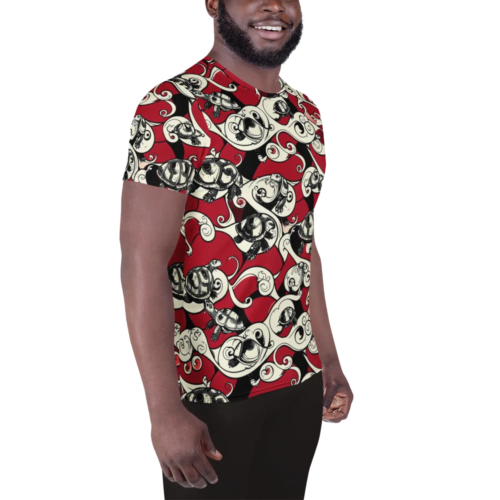 Crimson Tortoise on Men's Athletic T-Shirt — Right