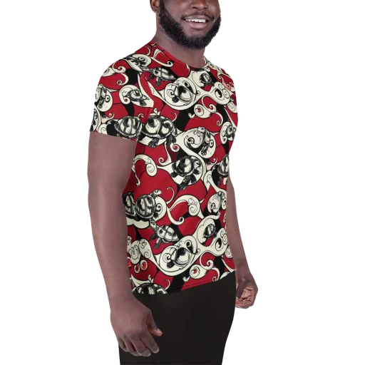 Crimson Tortoise on a Men's Athletic T-Shirt