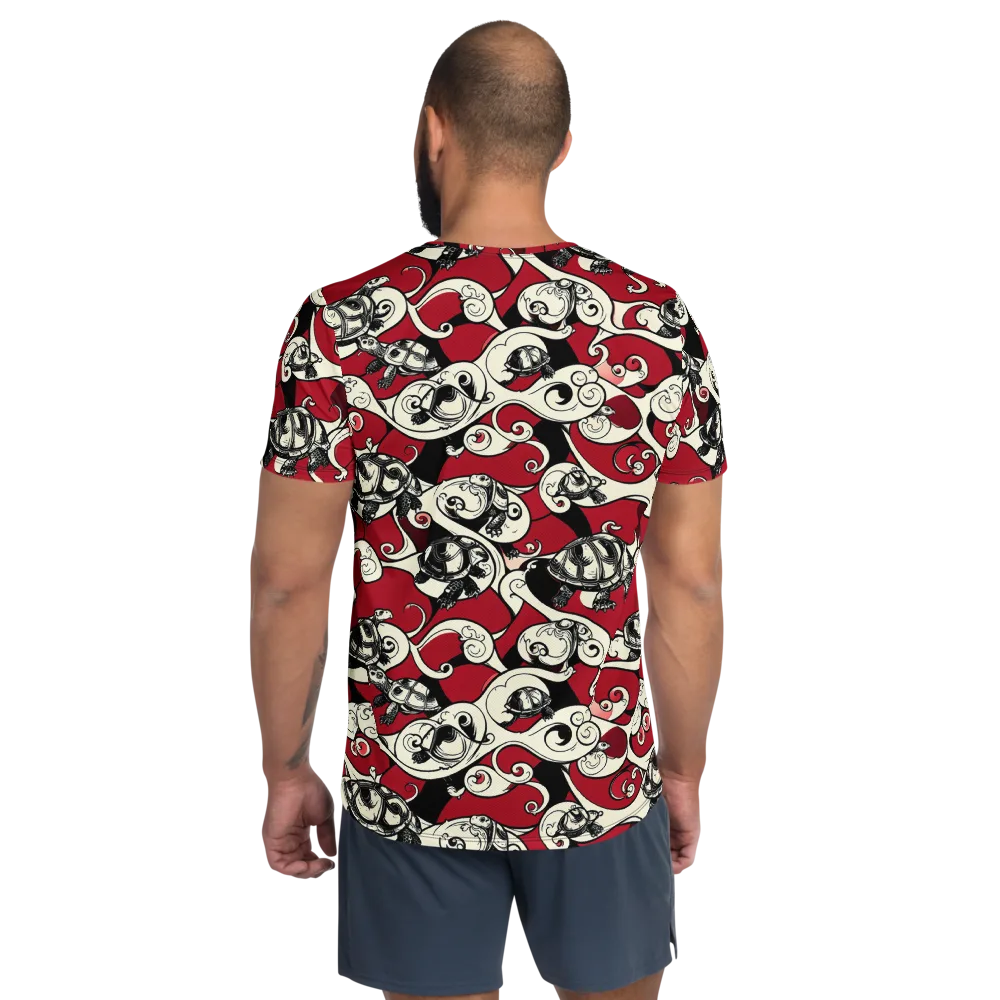 Crimson Tortoise on Men's Athletic T-Shirt — Back