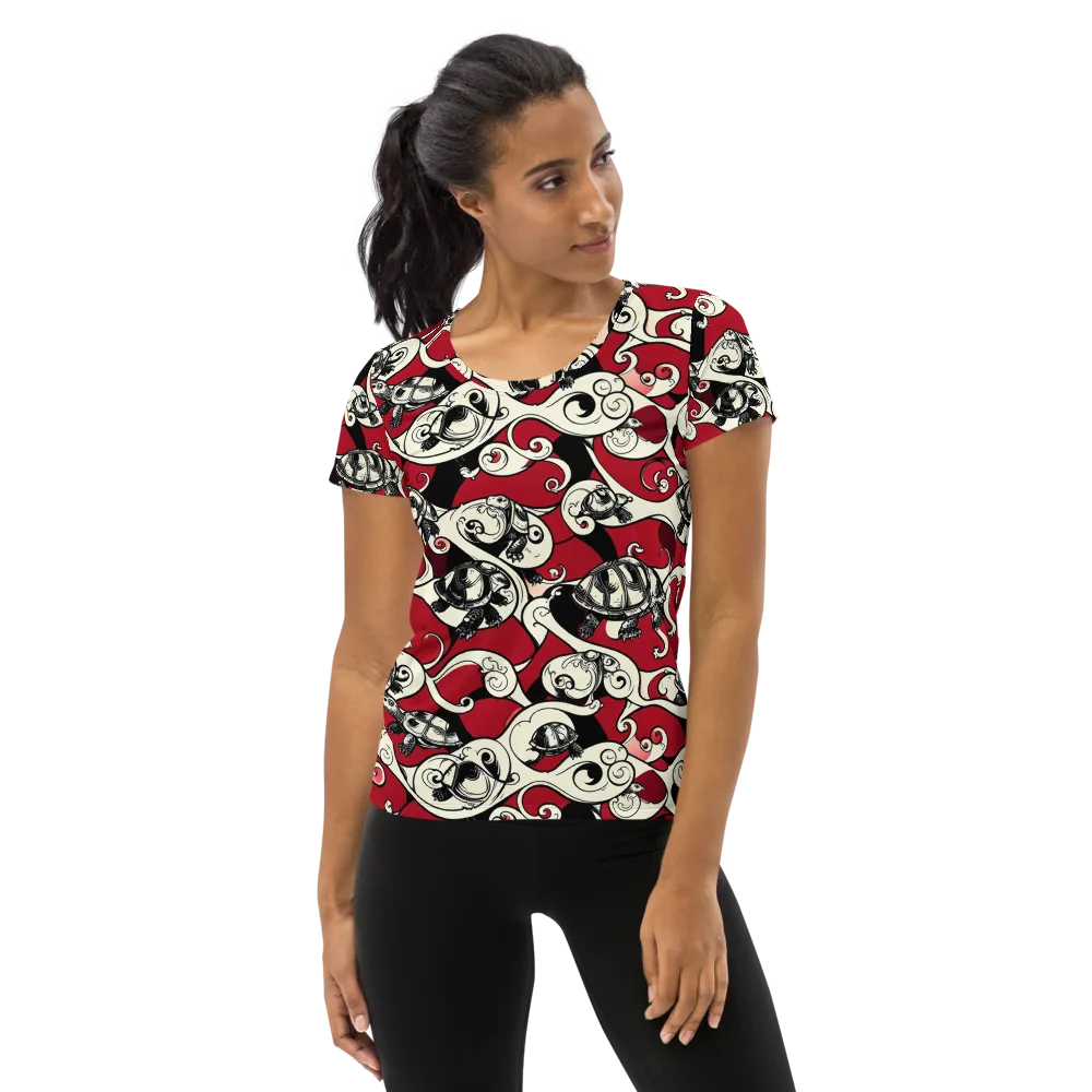 Crimson Tortoise on Women's Athletic T-Shirt — Front