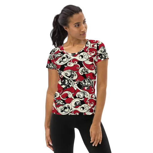 Crimson Tortoise on a Women's Athletic T-Shirt