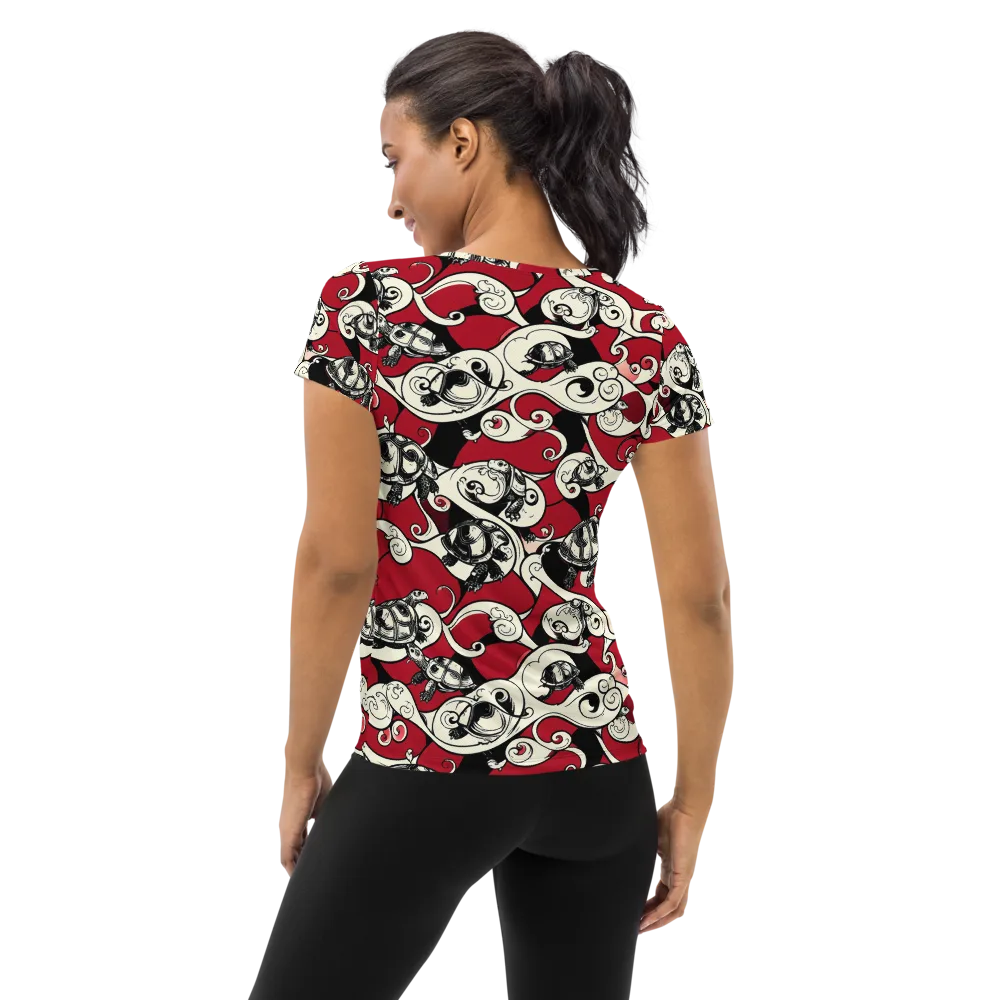Crimson Tortoise on Women's Athletic T-Shirt — Back