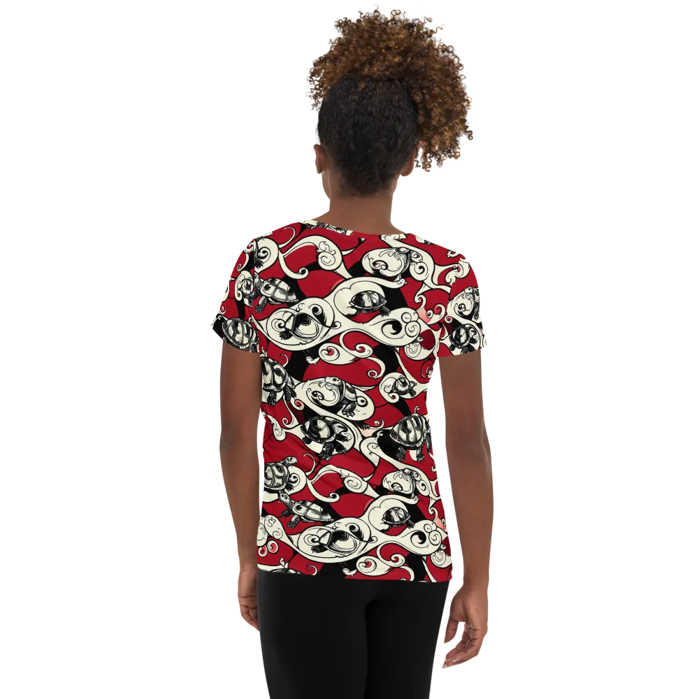 Crimson Tortoise on Women's Athletic T-Shirt — Back