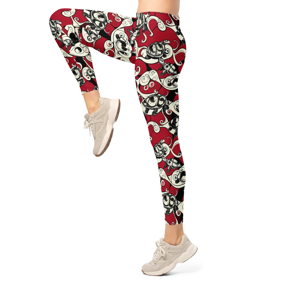 Crimson Tortoise on Leggings — Left