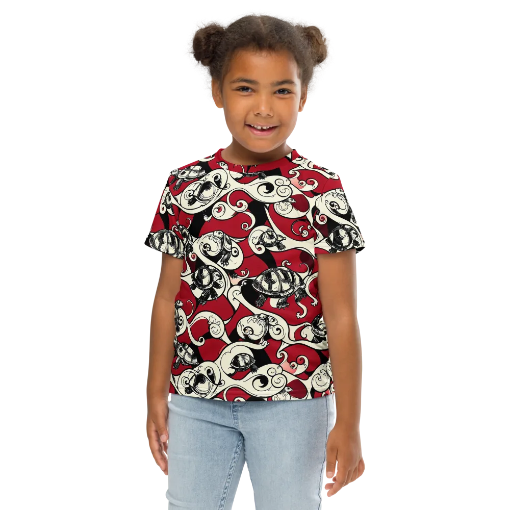Crimson Tortoise on Kids Crew Neck T-Shirt — Front