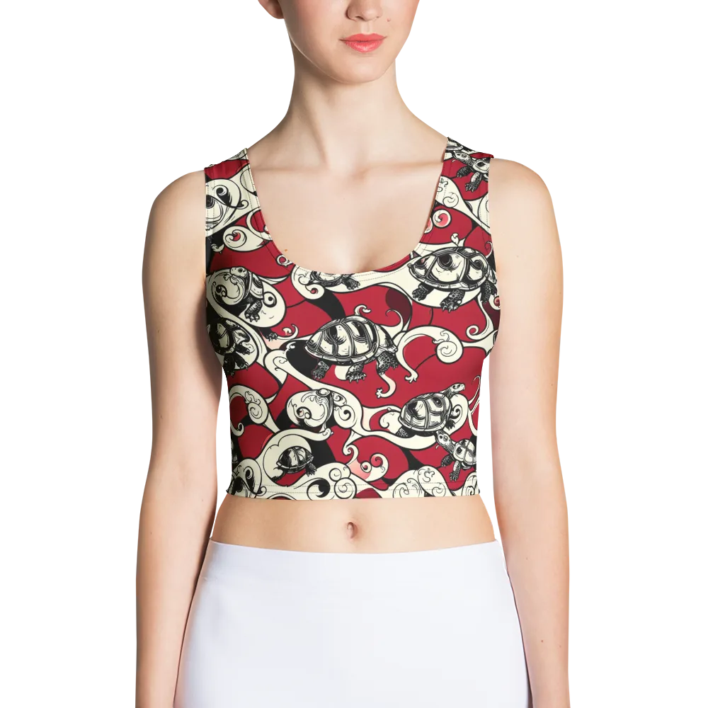 Crimson Tortoise on Crop Top — Front