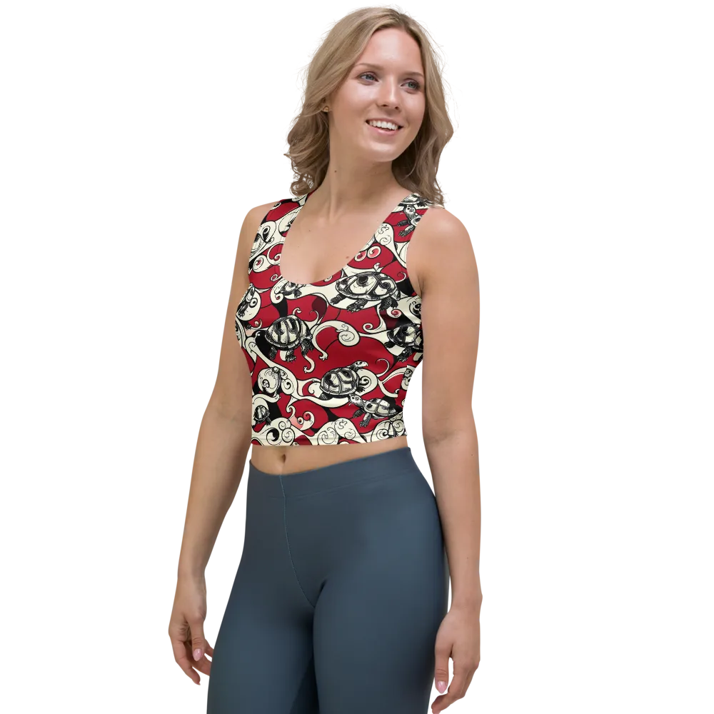 Crimson Tortoise on Crop Top — Left Front