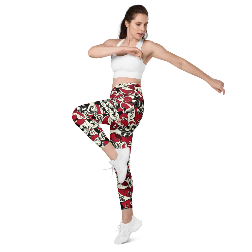 Crimson Tortoise on Leggings with Pockets — Left Front