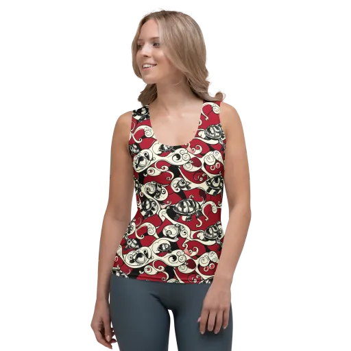 Crimson Tortoise on a Women's Tank Top