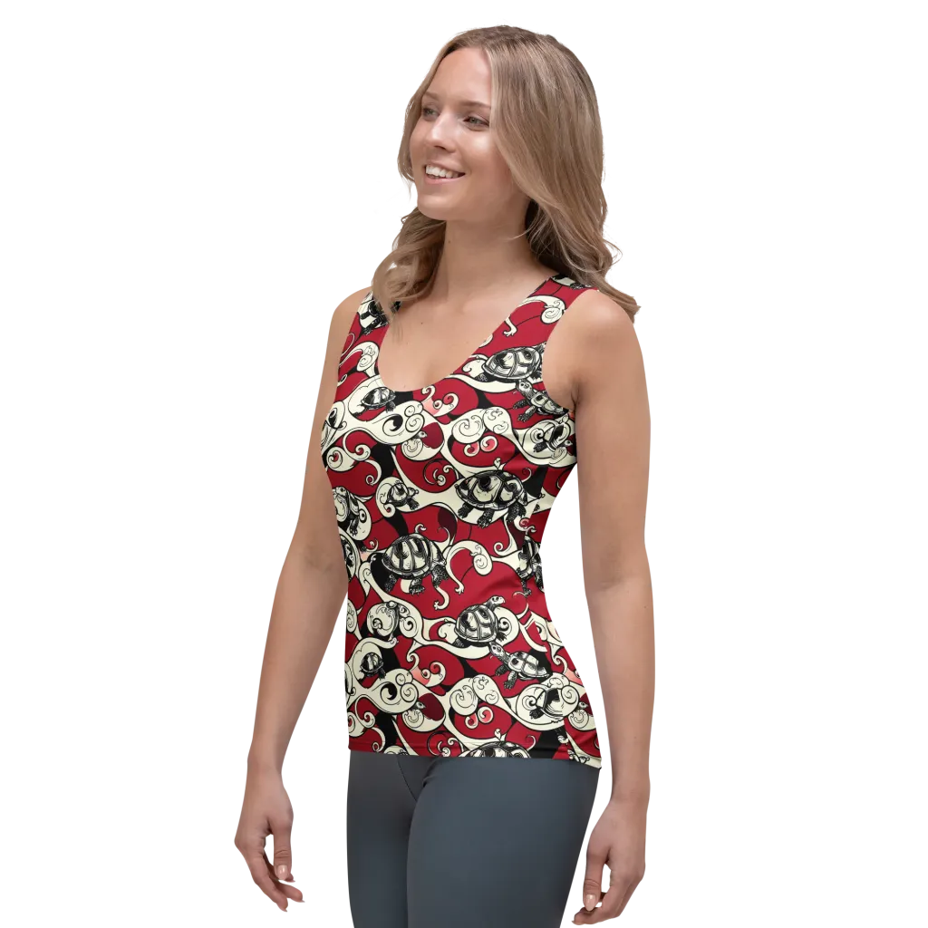 Crimson Tortoise on Women's Tank Top — Left Front