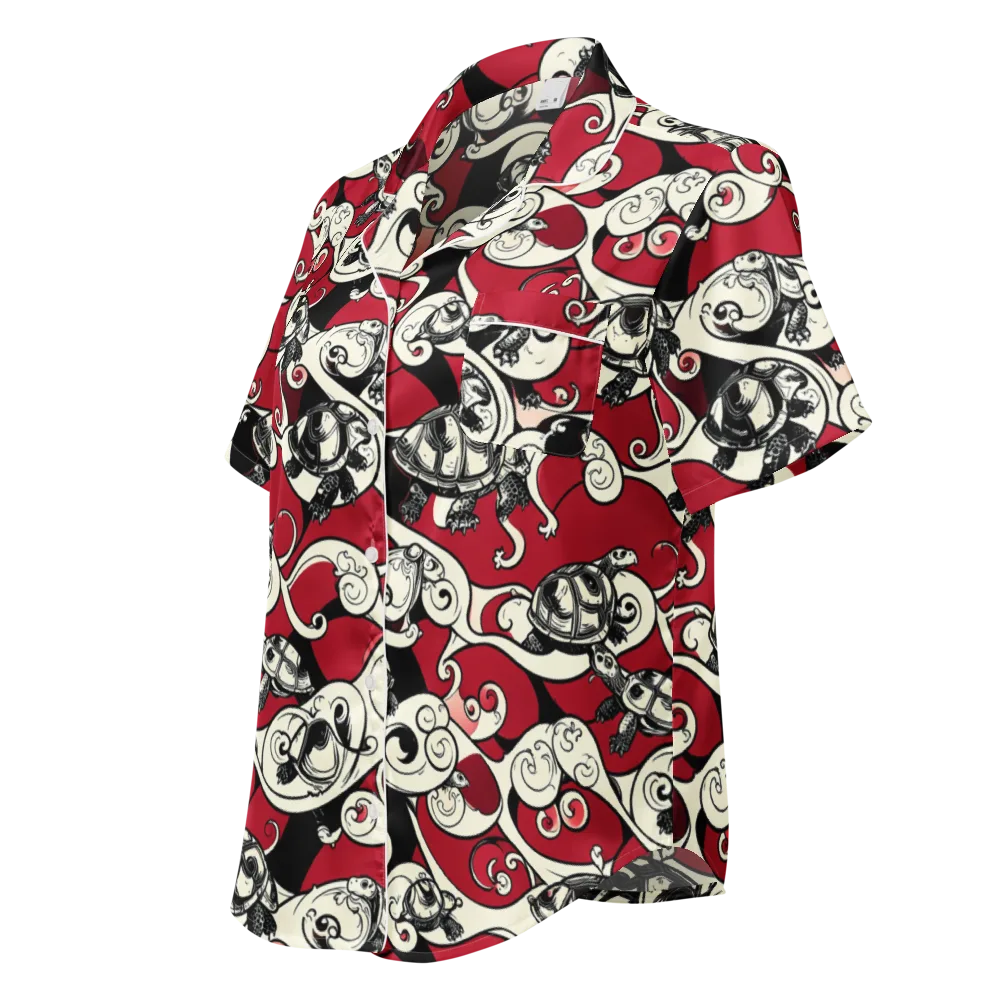 Crimson Tortoise on Women's Short Sleeve Pajama Top — Left Front