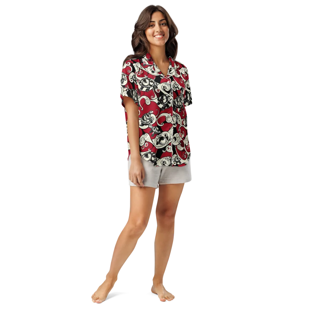 Crimson Tortoise on Women's Short Sleeve Pajama Top — Front