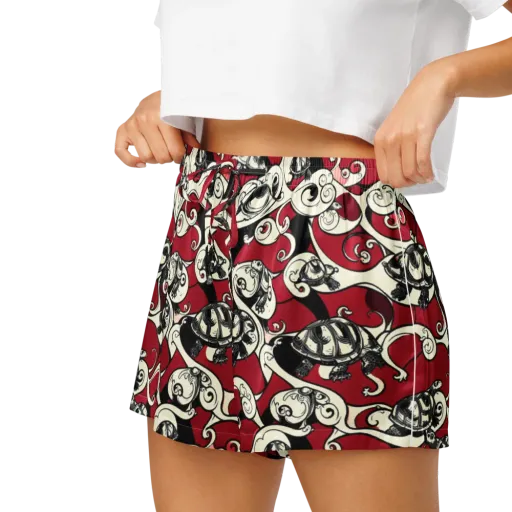 Crimson Tortoise on a Women's Pajama Shorts