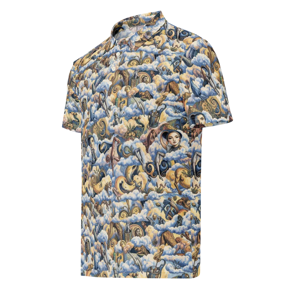 Cloud Cabinet on Men's Slim Fit Polo Shirt — Left Front
