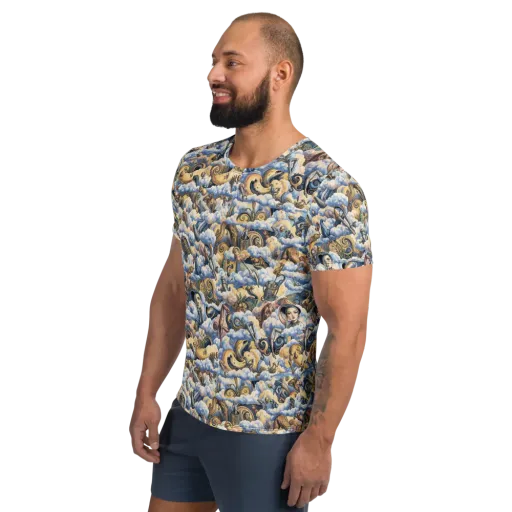 Cloud Cabinet on a Men's Athletic T-Shirt