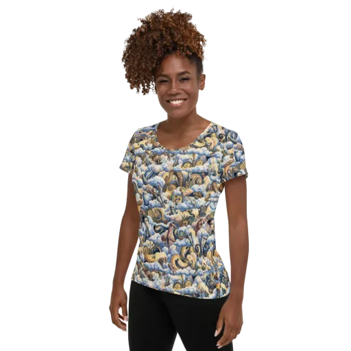 Cloud Cabinet on a Women's Athletic T-Shirt