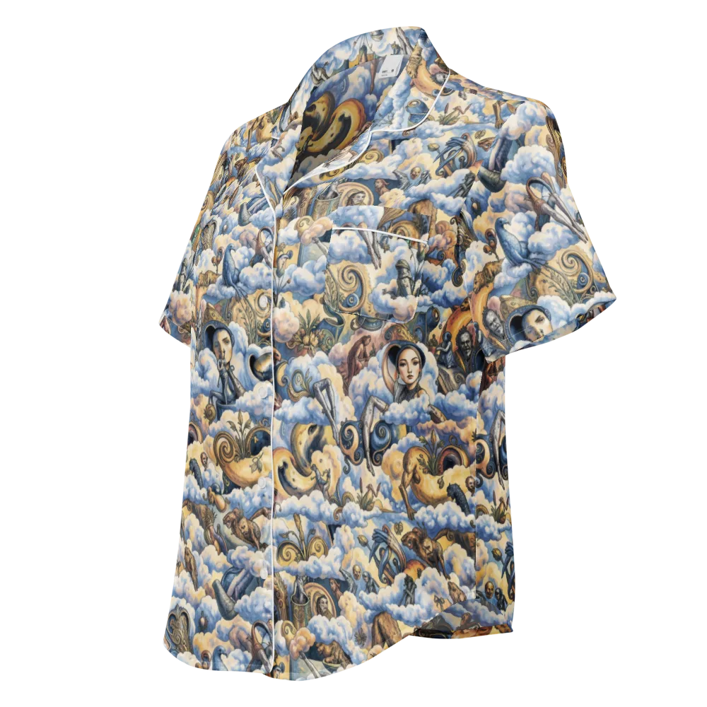 Cloud Cabinet on Women's Short Sleeve Pajama Top — Left Front