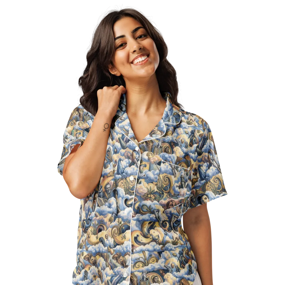 Cloud Cabinet on Women's Short Sleeve Pajama Top — Front