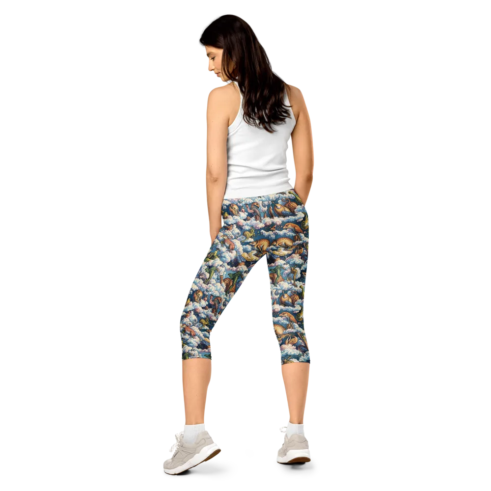 Cloud Menagerie on Capri Leggings — Back