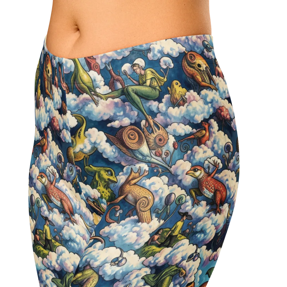 Cloud Menagerie on Capri Leggings — Zoomed-in