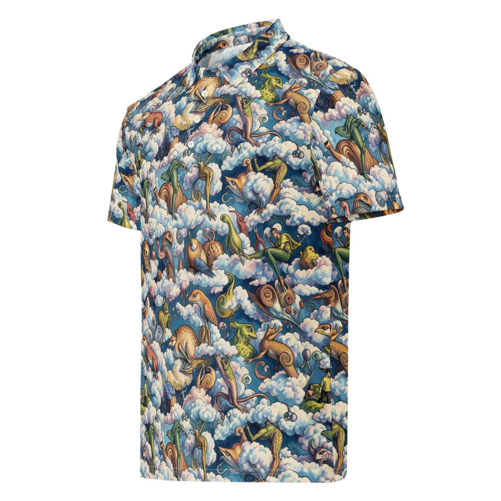 Cloud Menagerie on Men's Slim Fit Polo Shirt — Left Front