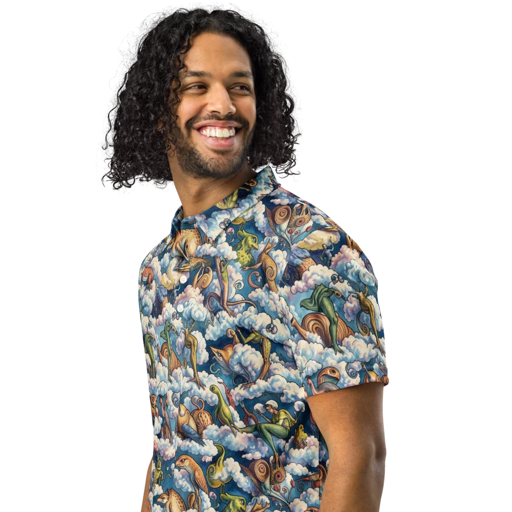 Cloud Menagerie on Men's Slim Fit Polo Shirt — Left Front