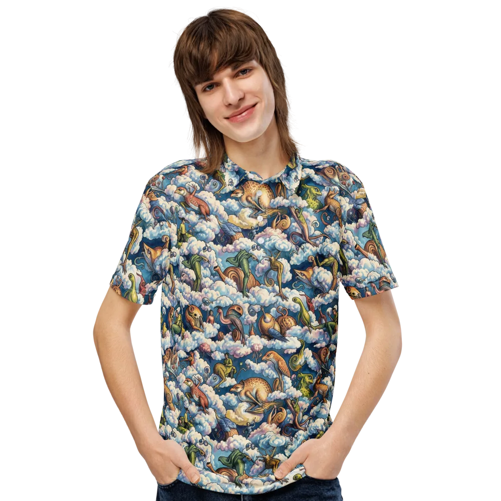 Cloud Menagerie on Men's Slim Fit Polo Shirt — Front