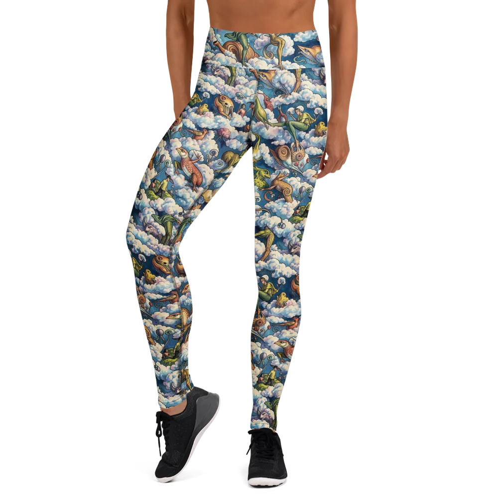 Cloud Menagerie on Yoga Leggings — Front
