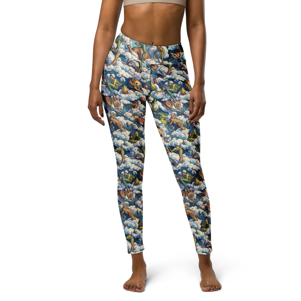 Cloud Menagerie on Yoga Leggings — Front