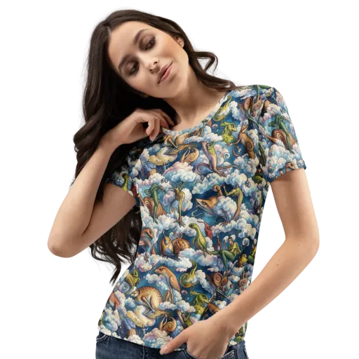Cloud Menagerie on a Women's Crew Neck T-Shirt
