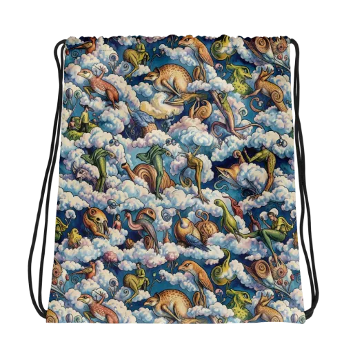 Cloud Menagerie on a Drawstring Bag